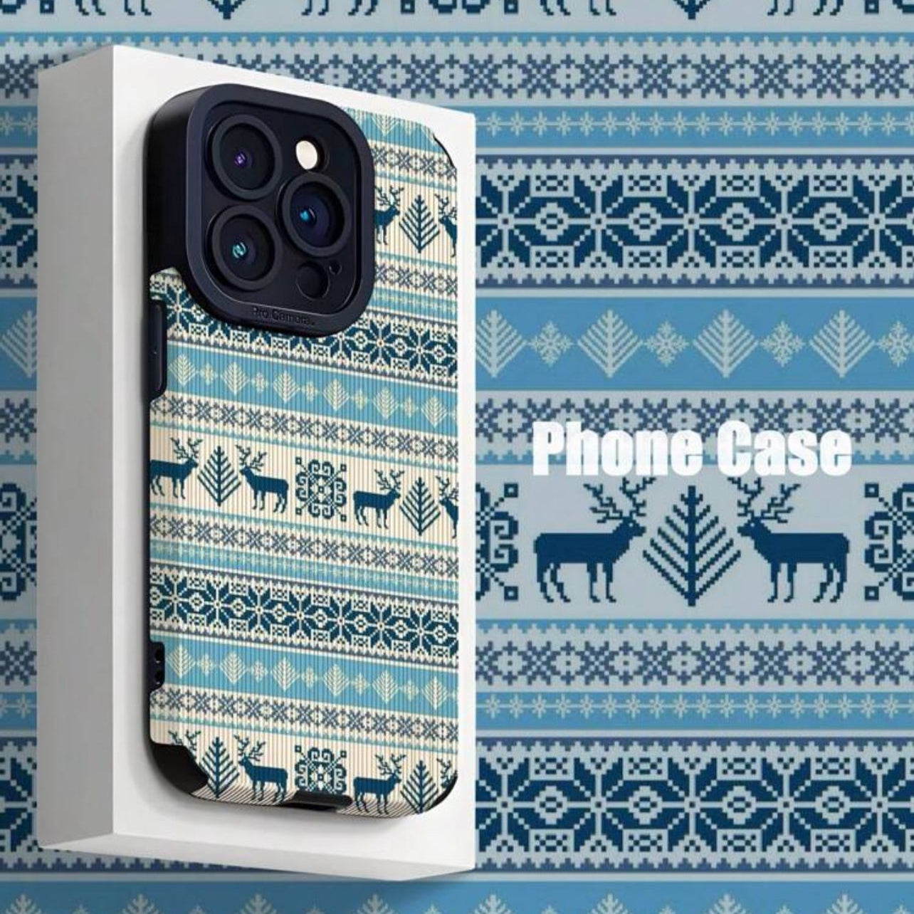 Elegant Soft TPU Phone Case with Patchwork, Deer, and Snow Patterns, Compatible with iPhone Models - ANAKUWAITI STORE