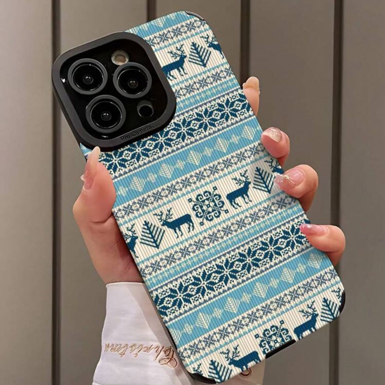 Elegant Soft TPU Phone Case with Patchwork, Deer, and Snow Patterns, Compatible with iPhone Models - ANAKUWAITI STORE