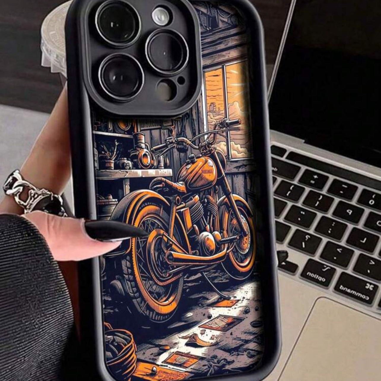 Unique iPhone Case Cover with Vintage Motorcycle Print, Anti-Drop Design - ANAKUWAITI STORE