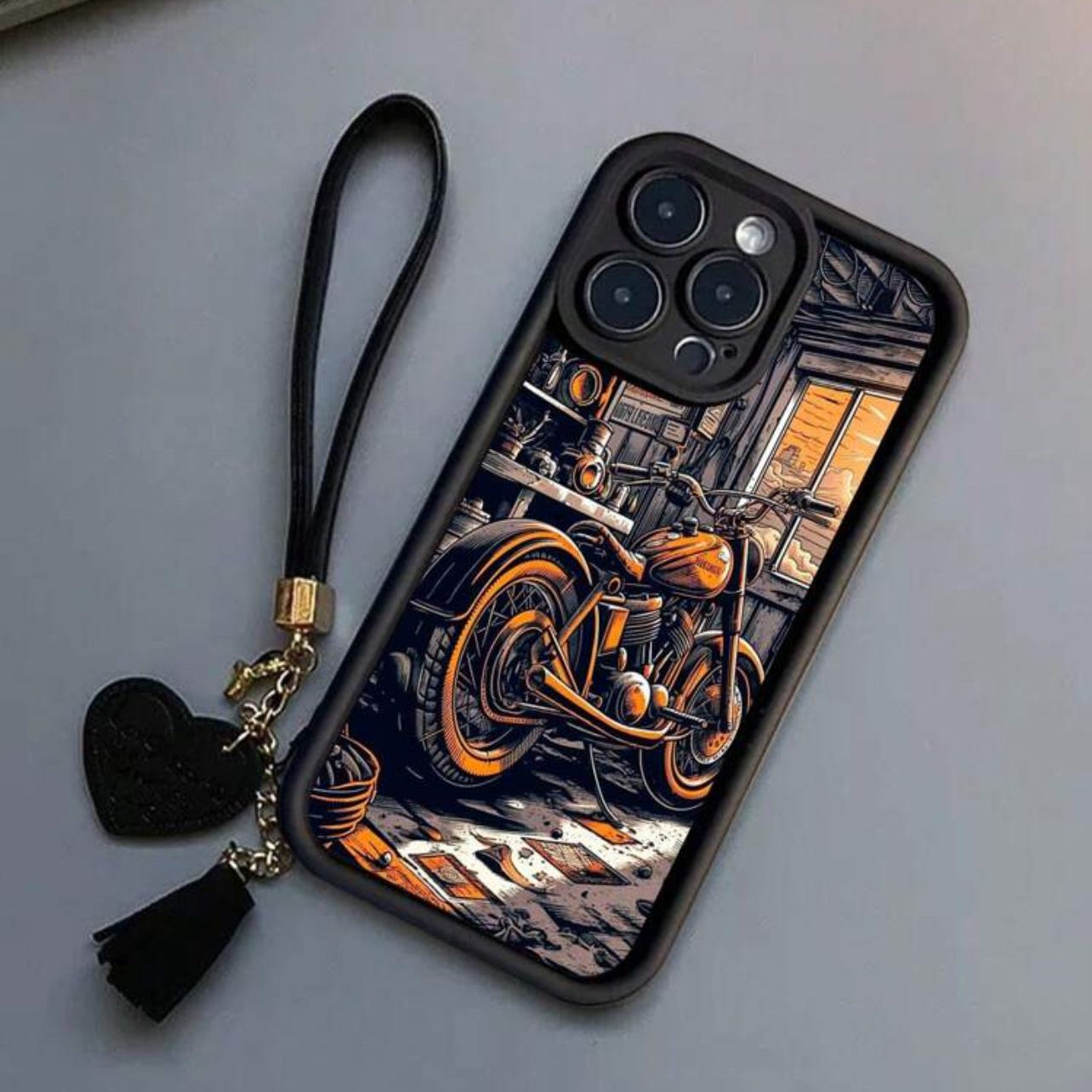 Unique iPhone Case Cover with Vintage Motorcycle Print, Anti-Drop Design - ANAKUWAITI STORE